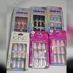 💅 7-Pack Bundle of Claire’s & Icing Vegan Faux Nails – 24 Nails Each | Glue Inc